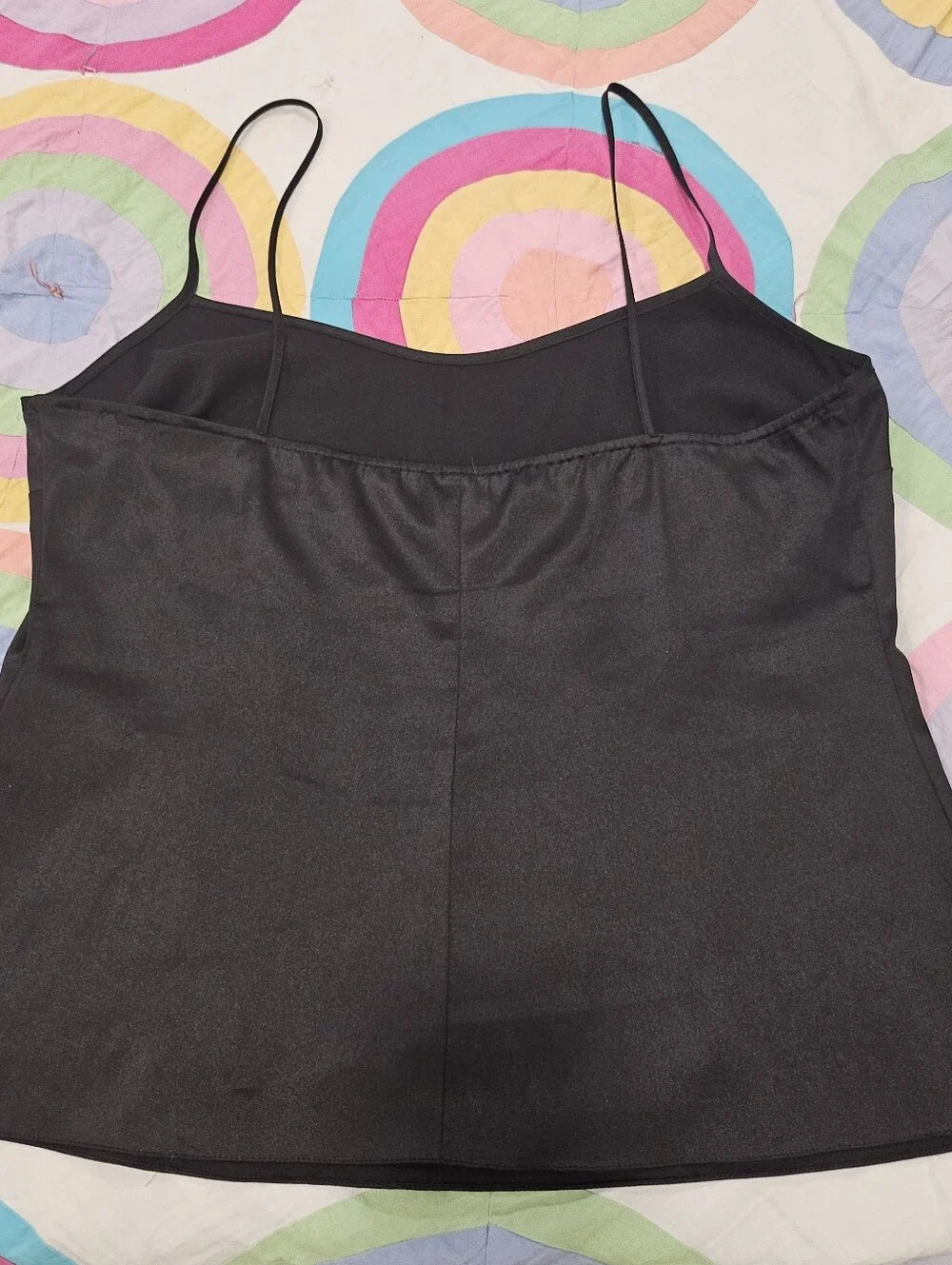 Elie Tahari Black Spaghetti Strap A-Line Flare Camisole Top Sz M